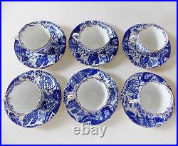 Royal Crown Derby Blue Mikado Set Of Six Cups And Saucers English Chinoiserie