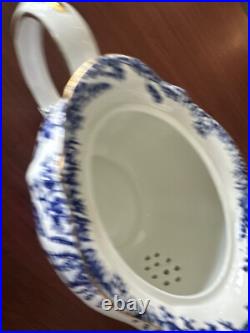 Royal Crown Derby Blue Mikado Teapot & Sugar Bowl & Creamer? Gold Rim 28.5