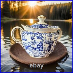 Royal Crown Derby Blue Mikado Teapot & Sugar Bowl & Creamer? Gold Rim 28.5