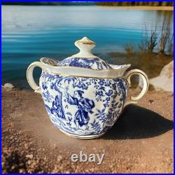 Royal Crown Derby Blue Mikado Teapot & Sugar Bowl & Creamer? Gold Rim 28.5