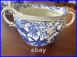 Royal Crown Derby Blue Mikado Teapot & Sugar Bowl & Creamer? Gold Rim 28.5