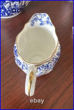 Royal Crown Derby Blue Mikado Teapot & Sugar Bowl & Creamer? Gold Rim 28.5