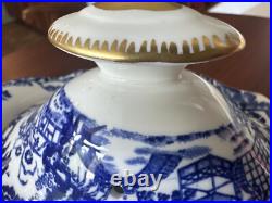 Royal Crown Derby Blue Mikado Teapot & Sugar Bowl & Creamer? Gold Rim 28.5