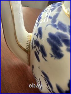 Royal Crown Derby Blue Mikado Teapot & Sugar Bowl & Creamer? Gold Rim 28.5