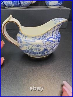 Royal Crown Derby, Blue Mikado, Vintage, Teapot, Sugar, 2 Creamer, lids