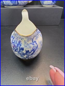 Royal Crown Derby, Blue Mikado, Vintage, Teapot, Sugar, 2 Creamer, lids