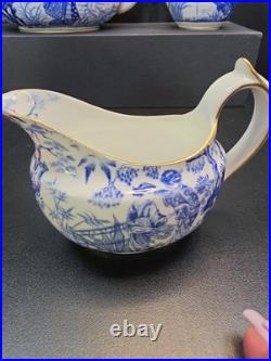 Royal Crown Derby, Blue Mikado, Vintage, Teapot, Sugar, 2 Creamer, lids