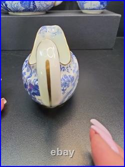 Royal Crown Derby, Blue Mikado, Vintage, Teapot, Sugar, 2 Creamer, lids