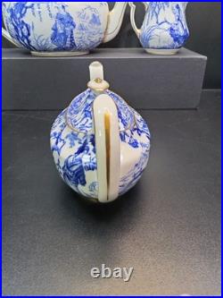 Royal Crown Derby, Blue Mikado, Vintage, Teapot, Sugar, 2 Creamer, lids