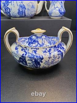 Royal Crown Derby, Blue Mikado, Vintage, Teapot, Sugar, 2 Creamer, lids