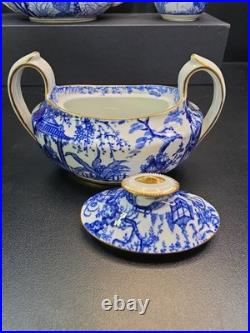 Royal Crown Derby, Blue Mikado, Vintage, Teapot, Sugar, 2 Creamer, lids