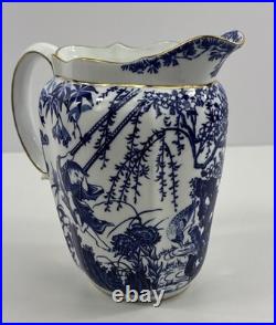 Royal Crown Derby Blue Mikado Water Jug Pitcher 1912 Date Stamp 5 3/4 tall