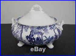 Royal Crown Derby Blue Mikado stunning footed covered vegetable bowl 1979