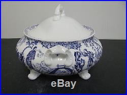 Royal Crown Derby Blue Mikado stunning footed covered vegetable bowl 1979