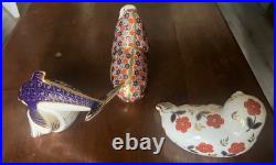 Royal Crown Derby Bone China 3 item Lot Dolphin/Walrus/Seal-2 with Gold stopper