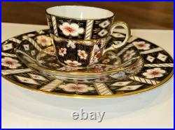 Royal Crown Derby Bone China Imari Trio Cup Saucer Plate, England 2451, Vintage