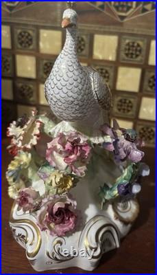 Royal Crown Derby Bone China Peacock Figurine Flower Signed J Gould 7x7 VGC