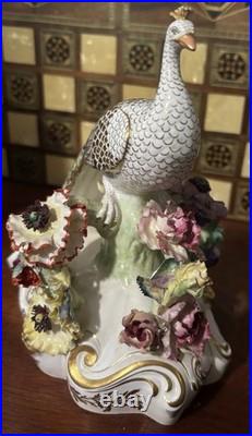 Royal Crown Derby Bone China Peacock Figurine Flower Signed J Gould 7x7 VGC