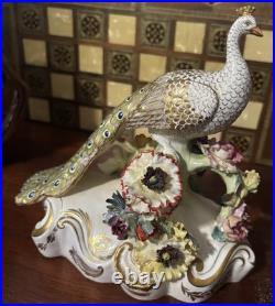 Royal Crown Derby Bone China Peacock Figurine Flower Signed J Gould 7x7 VGC