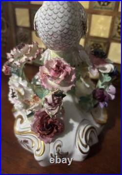 Royal Crown Derby Bone China Peacock Figurine Flower Signed J Gould 7x7 VGC