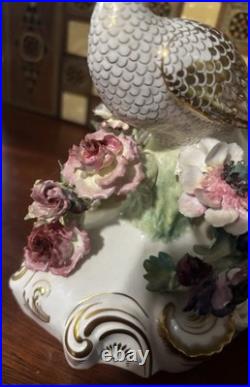 Royal Crown Derby Bone China Peacock Figurine Flower Signed J Gould 7x7 VGC