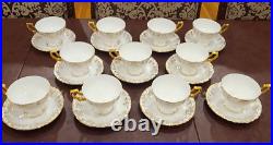 Royal Crown Derby Bone China VINE GOLD Cup & Saucer Set of 11 Mint Condition