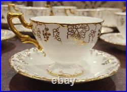 Royal Crown Derby Bone China VINE GOLD Cup & Saucer Set of 11 Mint Condition