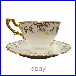 Royal Crown Derby Bone China VINE GOLD Cup & Saucer Set of 11 Mint Condition