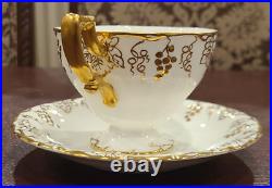 Royal Crown Derby Bone China VINE GOLD Cup & Saucer Set of 11 Mint Condition