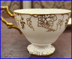 Royal Crown Derby Bone China VINE GOLD Cup & Saucer Set of 11 Mint Condition