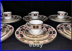 Royal Crown Derby Border Bone China (30pc) 6 X 5 Pc Settings / England