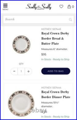 Royal Crown Derby Border Bone China (30pc) 6 X 5 Pc Settings / England