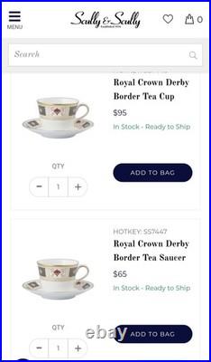 Royal Crown Derby Border Bone China (30pc) 6 X 5 Pc Settings / England