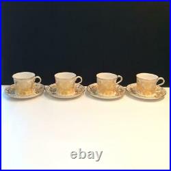 Royal Crown Derby Brocade 4 Flat Cup & Saucer Sets Ch5350