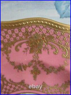 Royal Crown Derby By Tiffany & Co Porcelain Luncheon Plate Pink Raised Gold