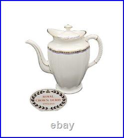 Royal Crown Derby CARLTON BLUE Coffee Pot & Lid EXC smallflaw Bone China