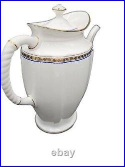 Royal Crown Derby CARLTON BLUE Coffee Pot & Lid EXC smallflaw Bone China