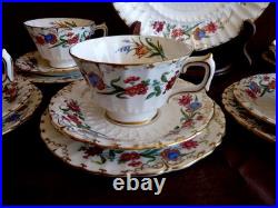 Royal Crown Derby CHATSWORTH A798 Six Pastry Trio Sets with DESSERT CAKE PLATE