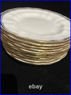 Royal Crown Derby Carlton Blue 8 3/8 Plates Set of 12 Excellent England