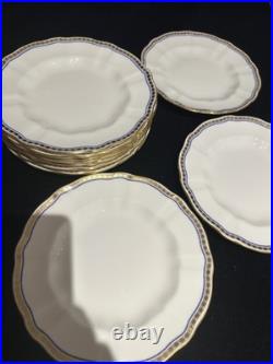 Royal Crown Derby Carlton Blue 8 3/8 Plates Set of 12 Excellent England