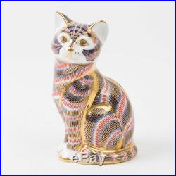 Royal Crown Derby Cat Figurine Imari Gilt Paperweight XLIX English Bone China