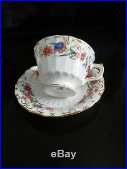 Royal Crown Derby Chatsworth 4 Footed Tea Cup And Saucer Set. Excellent