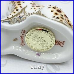 Royal Crown Derby Cheetah Cub Paperweight 1st Quality BOXED Gold Stopper