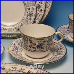 Royal Crown Derby China Mandarin Blue 4 Place Settings Plates/Cups/Saucers