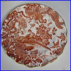 Royal Crown Derby China Red Aves 2 Ruffled Edge Plates 8¾ inches