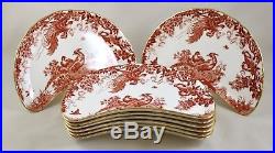 Royal Crown Derby China Red Aves Crescent Salad/side Plates X 8 1st Mint