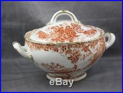 Royal Crown Derby China Red Aves Sauce Boat Tureen With Lid & Tray