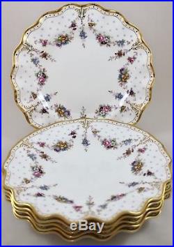 Royal Crown Derby China Royal Antoinette 10¼ Dinner Plates X 6 1st Mint