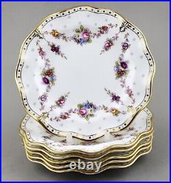 Royal Crown Derby China Royal Antoinette 6 Side Tea Bread Plates X 6 Perfect