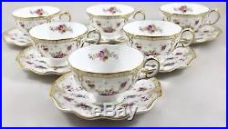 Royal Crown Derby China Royal Antoinette Tea Cups & Saucers X 6 Excellent